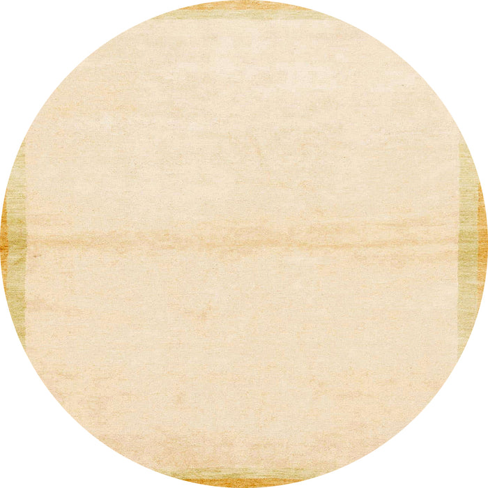 Round Abstract Yellow Solid Rug, abs1910