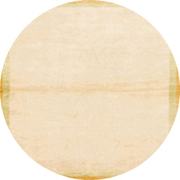 Round Machine Washable Abstract Yellow Rug, wshabs1910