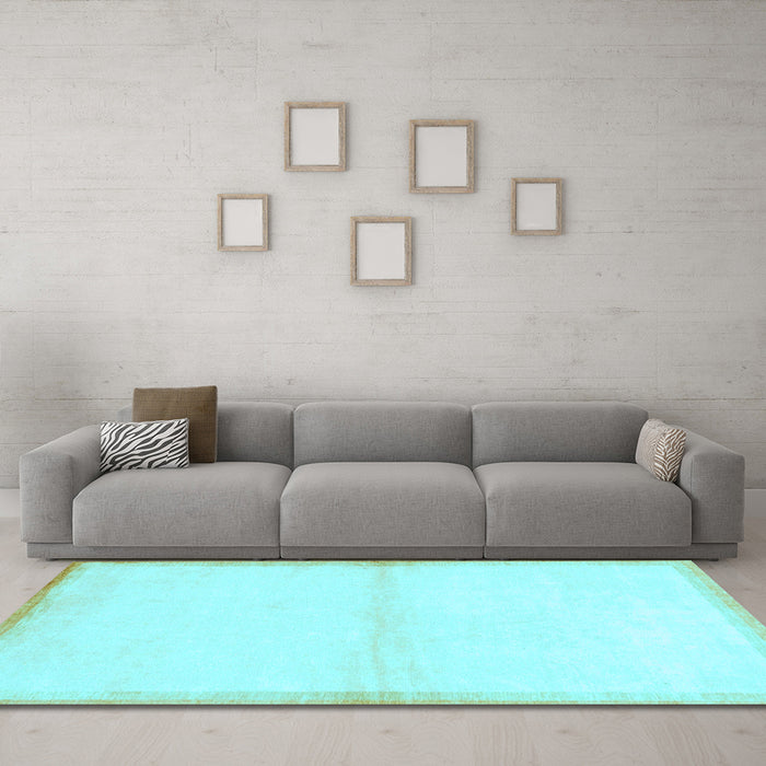 Machine Washable Solid Light Blue Modern Rug in a Living Room, wshabs1910lblu