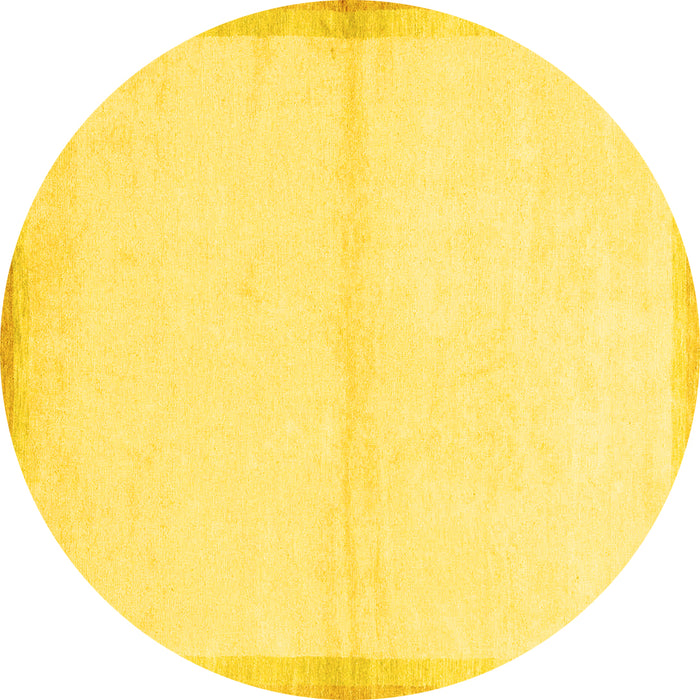 Round Machine Washable Solid Yellow Modern Rug, wshabs1910yw
