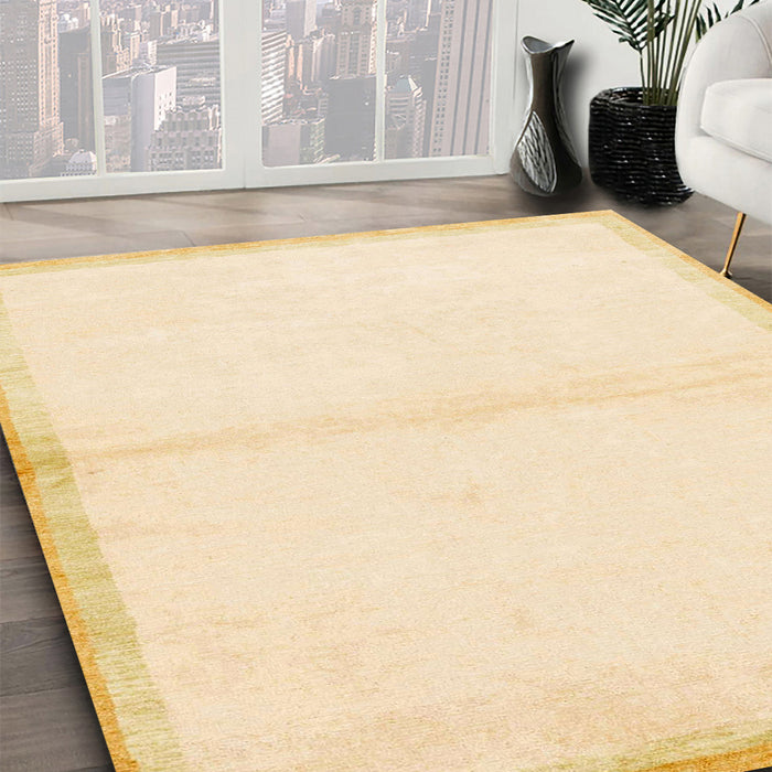 Abstract Yellow Solid Rug in Family Room, abs1910