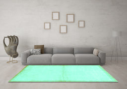 Machine Washable Solid Turquoise Modern Area Rugs in a Living Room,, wshabs1910turq