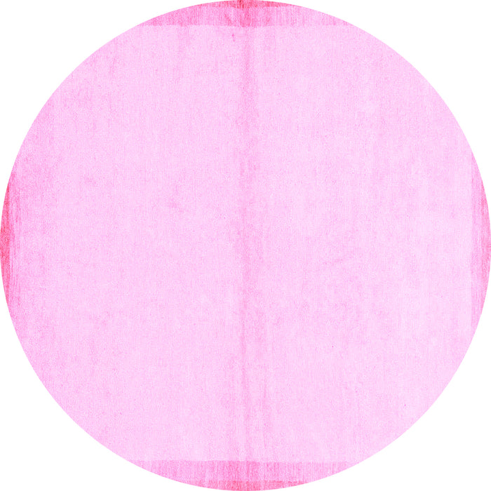 Round Machine Washable Solid Pink Modern Rug, wshabs1910pnk