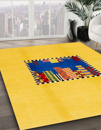 Abstract Gold Yellow Modern Rug, abs1911