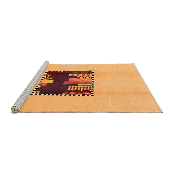 Sideview of Machine Washable Abstract Orange Modern Area Rugs, wshabs1911org