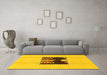 Machine Washable Abstract Yellow Modern Rug in a Living Room, wshabs1911yw