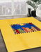 Machine Washable Abstract G Yellow Rug in a Family Room, wshabs1911