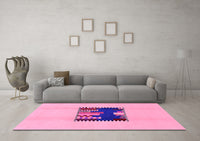 Machine Washable Abstract Pink Modern Rug, wshabs1911pnk