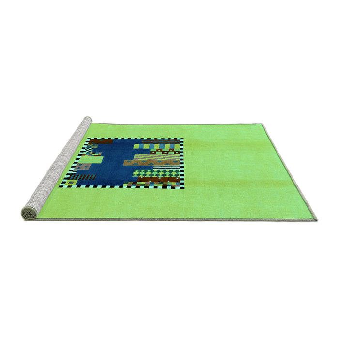 Sideview of Machine Washable Abstract Turquoise Modern Area Rugs, wshabs1911turq