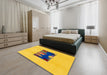 Abstract Gold Yellow Modern Rug in a Bedroom, abs1911