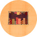 Round Machine Washable Abstract Orange Modern Area Rugs, wshabs1911org