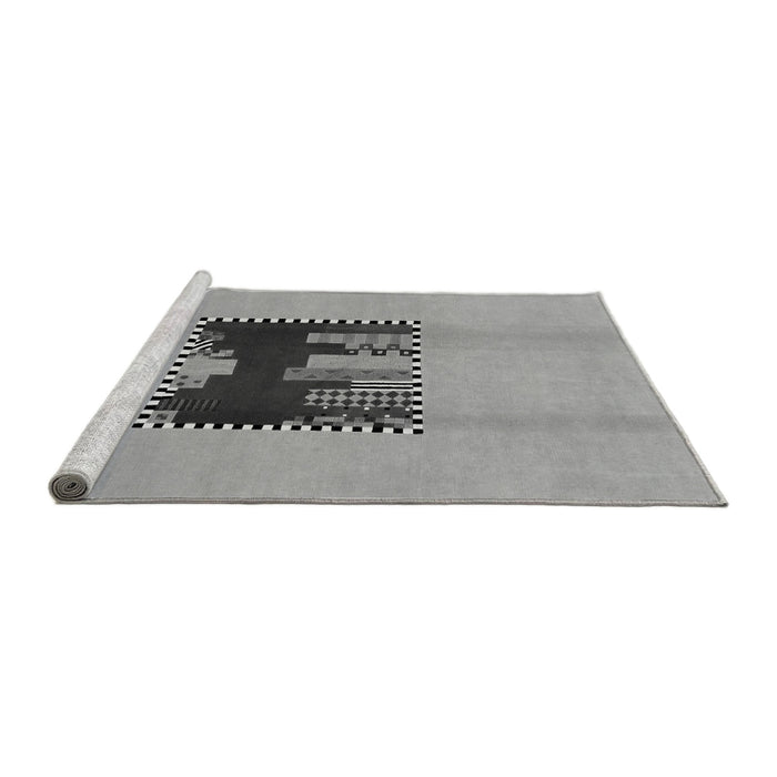 Sideview of Machine Washable Abstract Gray Modern Rug, wshabs1911gry