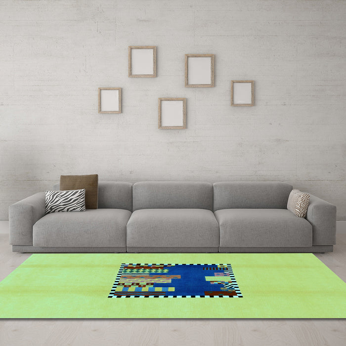 Machine Washable Abstract Light Blue Modern Rug in a Living Room, wshabs1911lblu