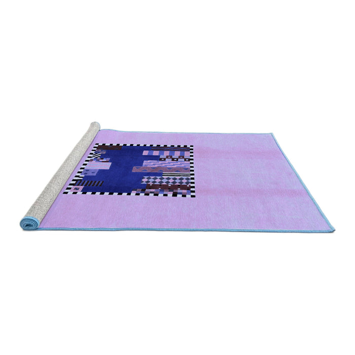 Sideview of Machine Washable Abstract Blue Modern Rug, wshabs1911blu