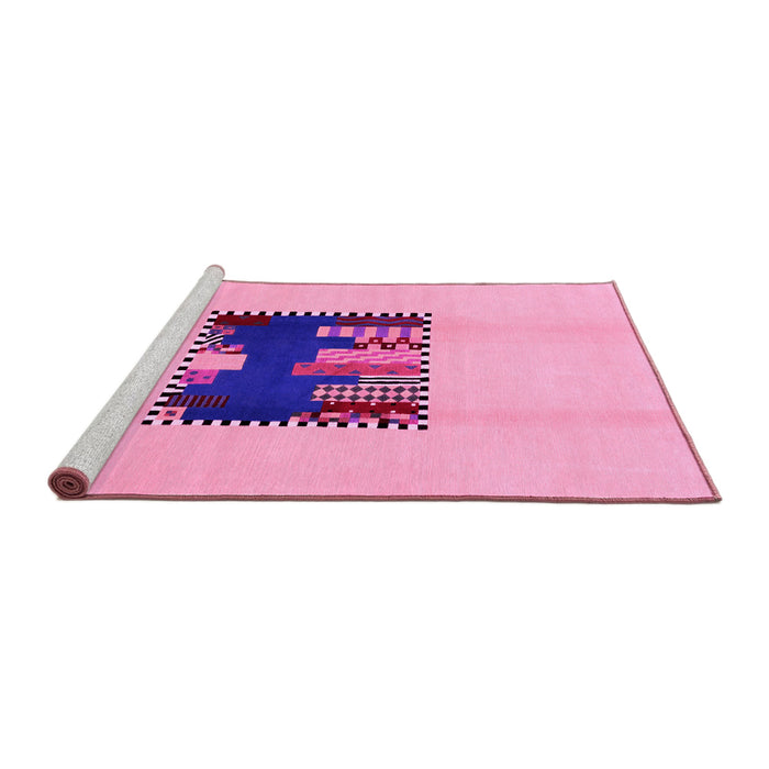 Sideview of Machine Washable Abstract Pink Modern Rug, wshabs1911pnk