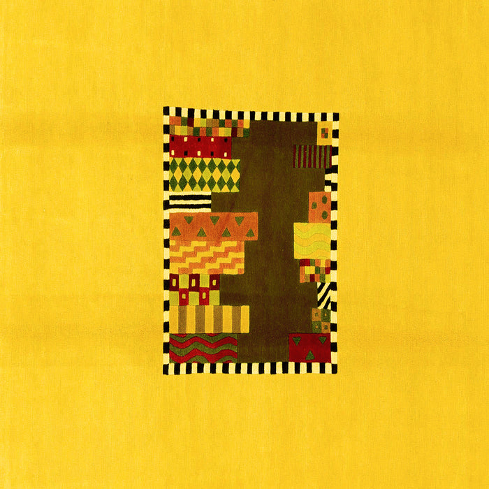 Square Machine Washable Abstract Yellow Modern Rug, wshabs1911yw