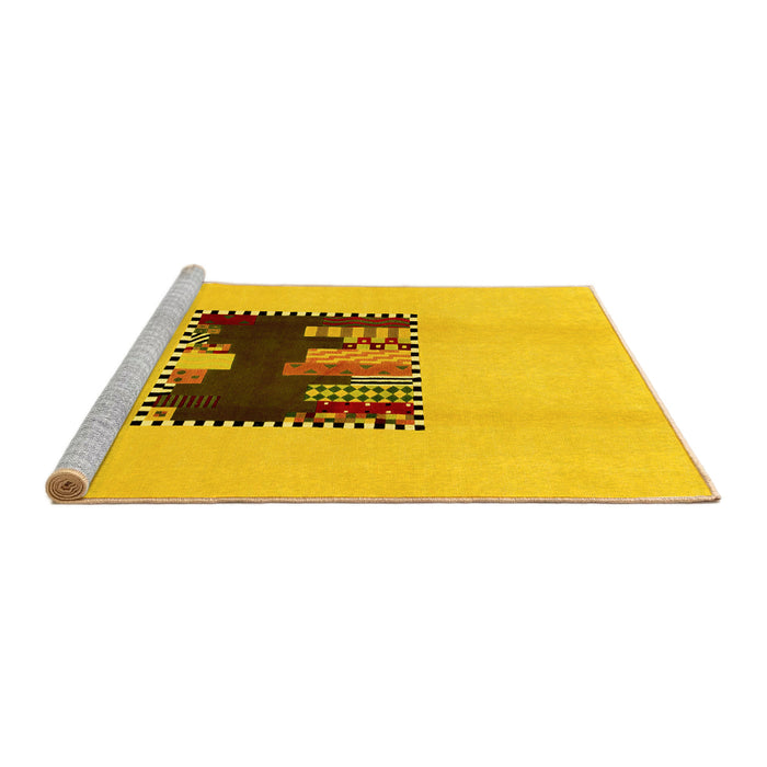 Sideview of Machine Washable Abstract Yellow Modern Rug, wshabs1911yw