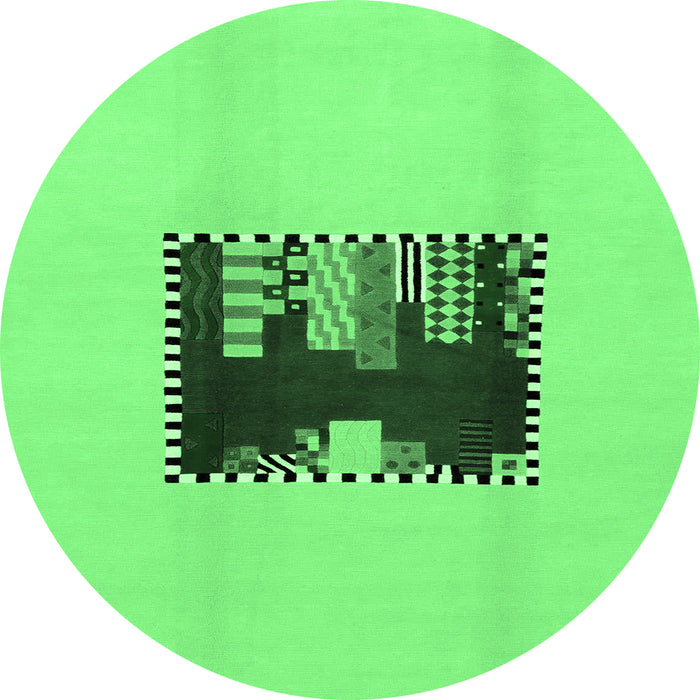 Round Abstract Emerald Green Modern Rug, abs1911emgrn