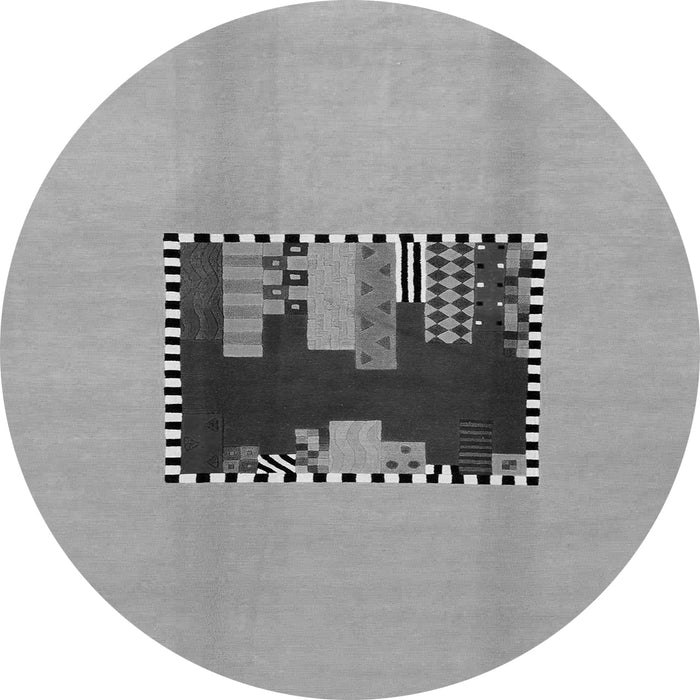 Round Abstract Gray Modern Rug, abs1911gry