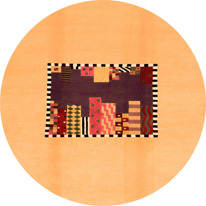 Round Abstract Orange Modern Rug, abs1911org