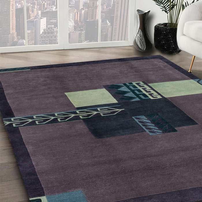 Machine Washable Abstract Ash Gray Rug in a Family Room, wshabs1912