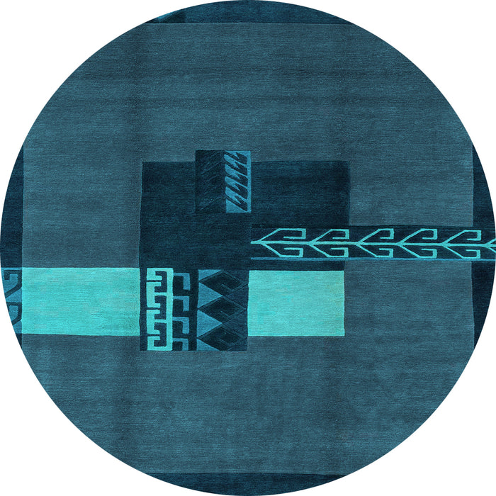 Round Machine Washable Abstract Light Blue Modern Rug, wshabs1912lblu