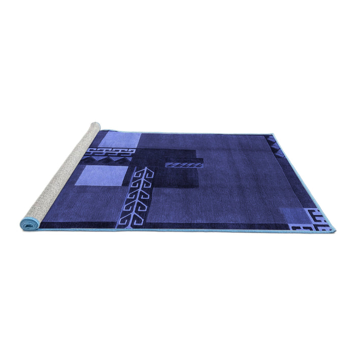 Sideview of Machine Washable Abstract Blue Modern Rug, wshabs1912blu