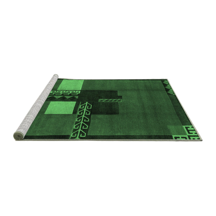 Sideview of Machine Washable Abstract Emerald Green Modern Area Rugs, wshabs1912emgrn