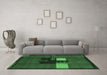 Machine Washable Abstract Emerald Green Modern Area Rugs in a Living Room,, wshabs1912emgrn