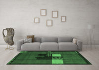 Machine Washable Abstract Emerald Green Modern Rug, wshabs1912emgrn