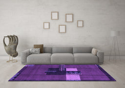 Machine Washable Abstract Purple Modern Area Rugs in a Living Room, wshabs1912pur
