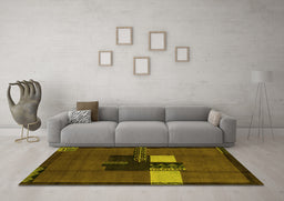 Machine Washable Abstract Yellow Modern Rug in a Living Room, wshabs1912yw