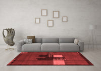 Machine Washable Abstract Red Modern Rug, wshabs1912red