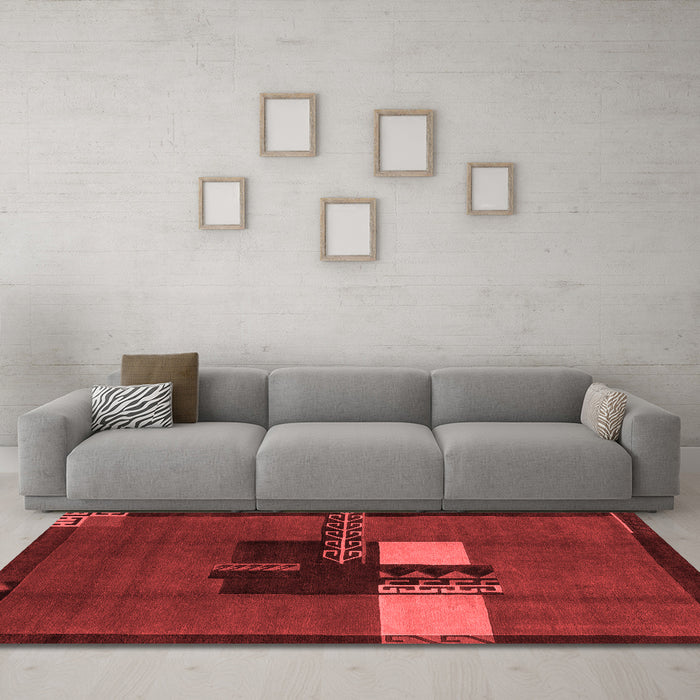 Modern Red Washable Rugs