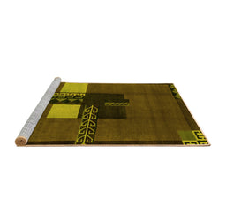 Sideview of Machine Washable Abstract Yellow Modern Rug, wshabs1912yw