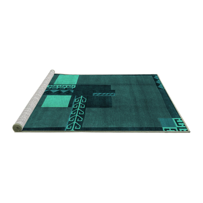 Sideview of Machine Washable Abstract Turquoise Modern Area Rugs, wshabs1912turq