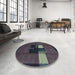 Round Abstract Ash Gray Modern Rug in a Office, abs1912