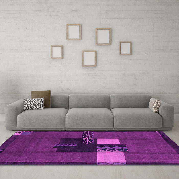 Machine Washable Abstract Pink Modern Rug in a Living Room, wshabs1912pnk