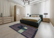 Machine Washable Abstract Ash Gray Rug in a Bedroom, wshabs1912