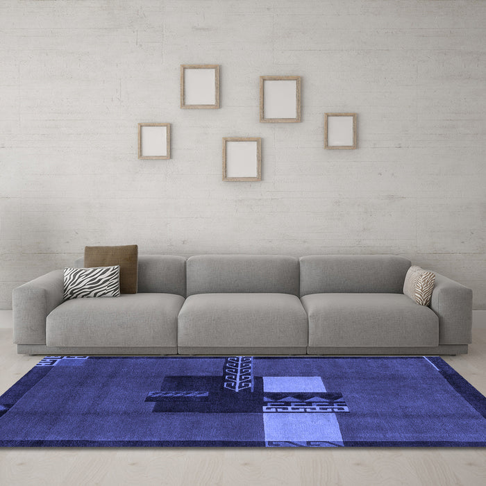 Machine Washable Abstract Blue Modern Rug in a Living Room, wshabs1912blu