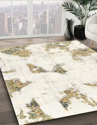 Abstract Champagne Beige Modern Rug, abs1913