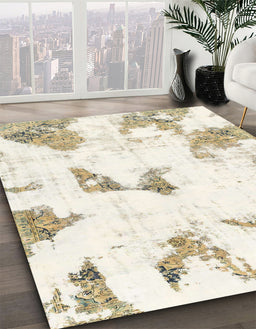 Abstract Champagne Beige Modern Rug in Family Room, abs1913