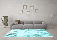 Machine Washable Abstract Light Blue Modern Rug, wshabs1913lblu