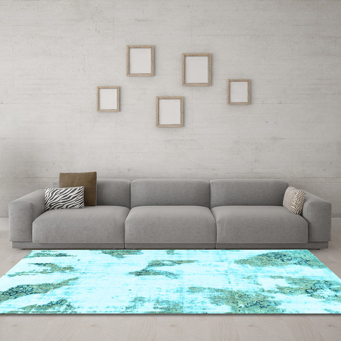 Machine Washable Abstract Light Blue Modern Rug in a Living Room, wshabs1913lblu