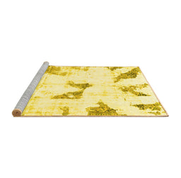Sideview of Machine Washable Abstract Yellow Modern Rug, wshabs1913yw