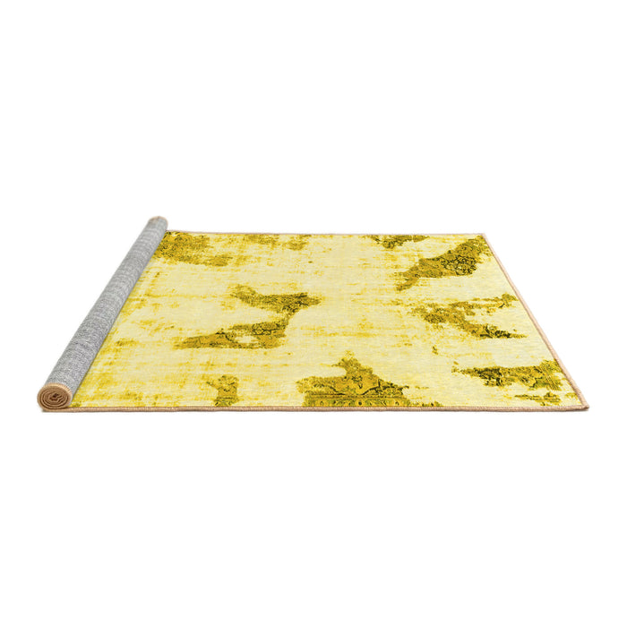 Sideview of Machine Washable Abstract Yellow Modern Rug, wshabs1913yw