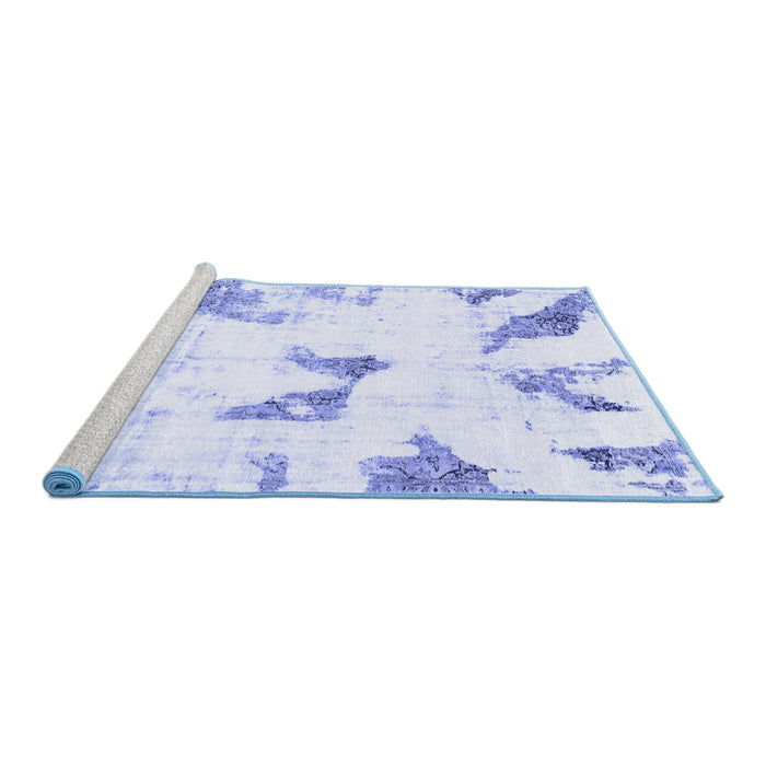 Sideview of Machine Washable Abstract Blue Modern Rug, wshabs1913blu
