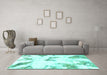 Machine Washable Abstract Turquoise Modern Area Rugs in a Living Room,, wshabs1913turq