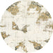 Round Abstract Champagne Beige Modern Rug, abs1913