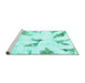 Sideview of Machine Washable Abstract Turquoise Modern Area Rugs, wshabs1913turq